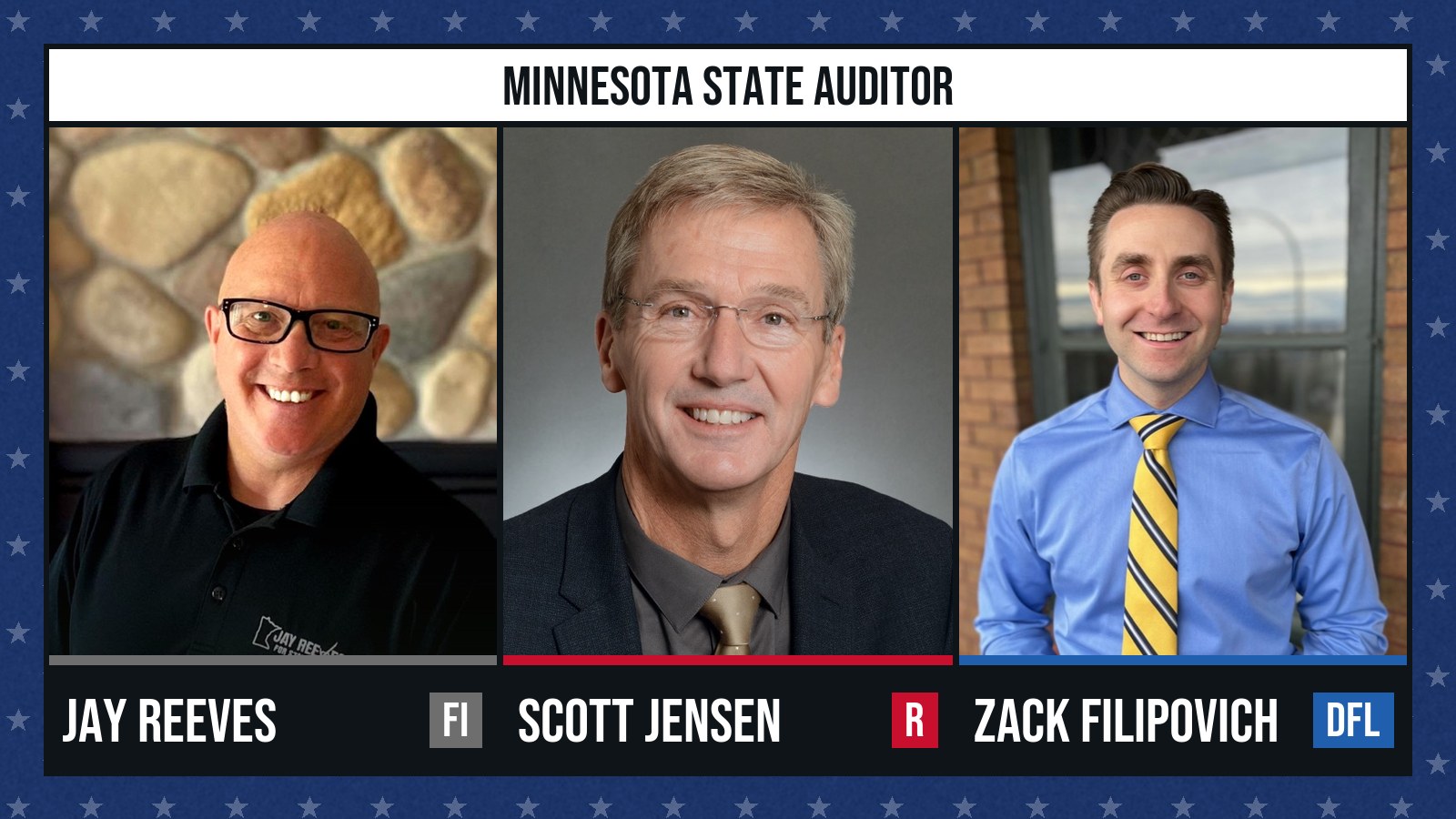 Minnesota State Auditor: Jay Reeves, Scott Jensen, Zack Filipovich